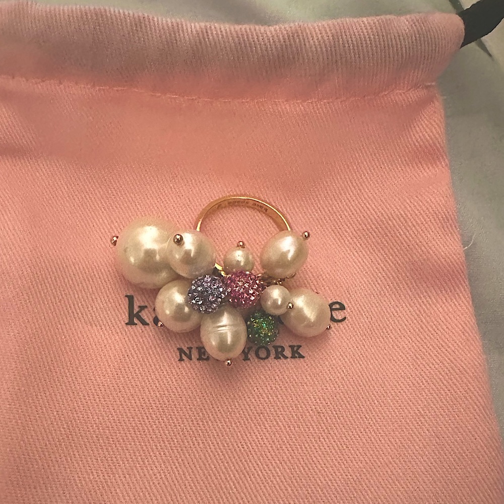 Kate Spade NY Pearl Power Pave Ring size 9